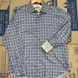 Robert Graham Mens Shirt Large Flip Cuff Car Print